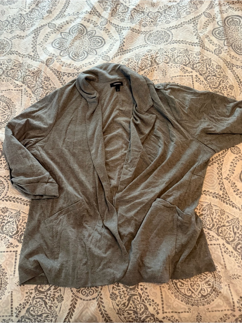 Torrid - Grey Open-Front Draped Cardigan